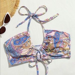 Floral knot front bikini top